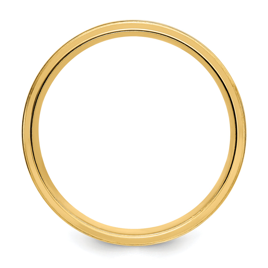 14k Yellow Gold 6mm Lightweight Comfort Fit Brushed Satin/Polished Line Edge Wedding Band