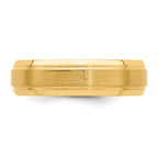 14k Yellow Gold 6mm Heavyweight Comfort Fit Brushed Satin/Polished Line Edge Wedding Band