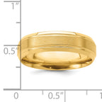 14k Yellow Gold 6mm Standard Weight Comfort Fit Brushed Satin/Polished Line Edge Wedding Band
