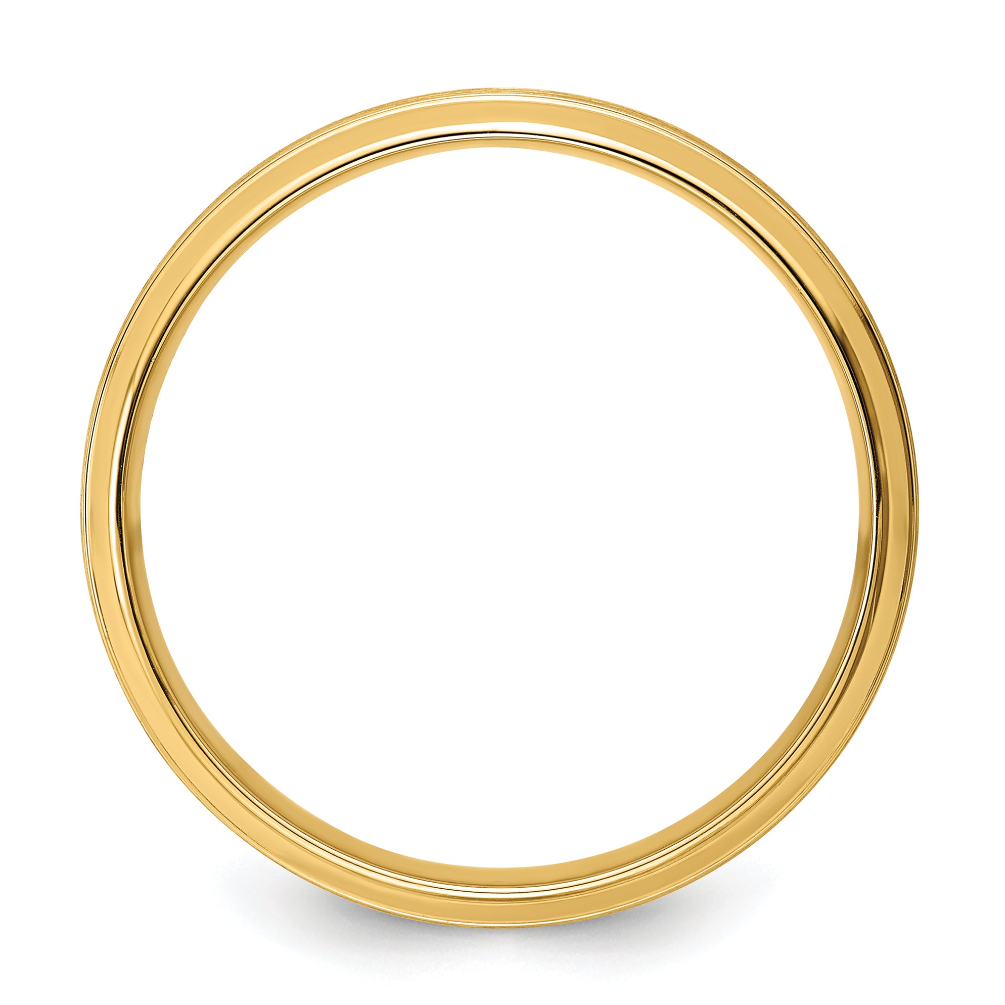 14k Yellow Gold 6mm Lightweight Comfort Fit Brushed Satin Line Edge Wedding Band Secondary image