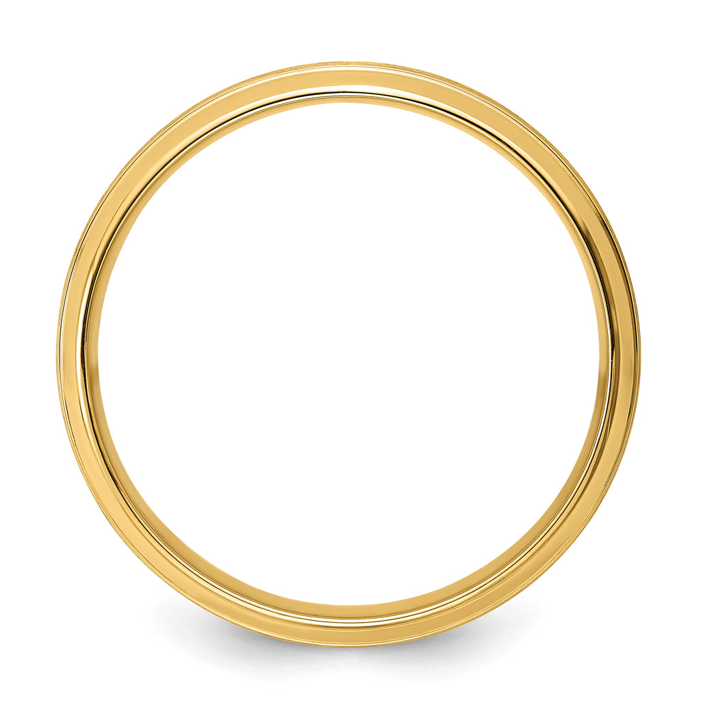 14k Yellow Gold 6mm Lightweight Comfort Fit Brushed Satin Line Edge Wedding Band