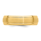 14k Yellow Gold 6mm Heavyweight Comfort Fit Brushed Satin Line Edge Wedding Band