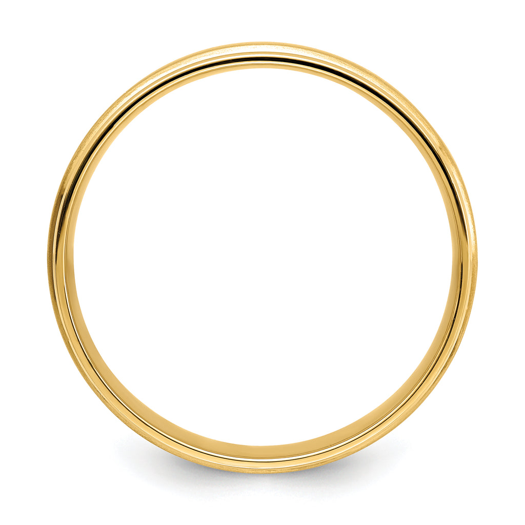 14k 6mm Standard Weight Comfort Fit Satin and Polished Grooved Edge Wedding Band