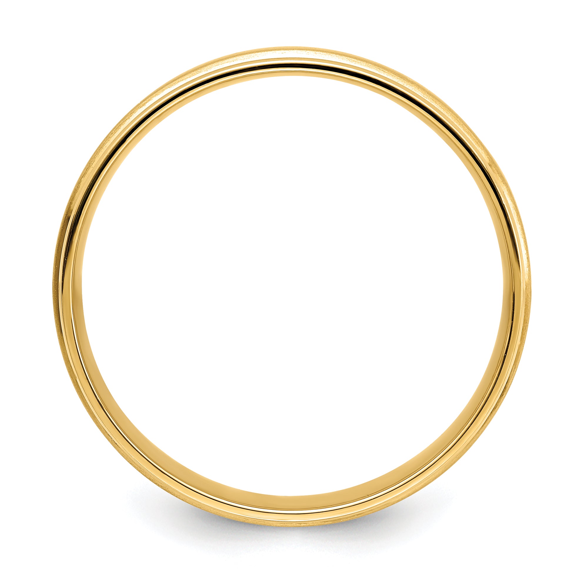 14k Yellow Gold 6mm Heavyweight Comfort Fit Brushed Satin/Polished Grooved Edge Wedding Band