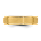 14k 6mm Standard Weight Comfort Fit Satin and Polished Grooved Edge Wedding Band
