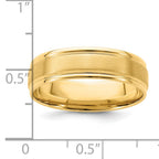 14k 6mm Standard Weight Comfort Fit Satin and Polished Grooved Edge Wedding Band