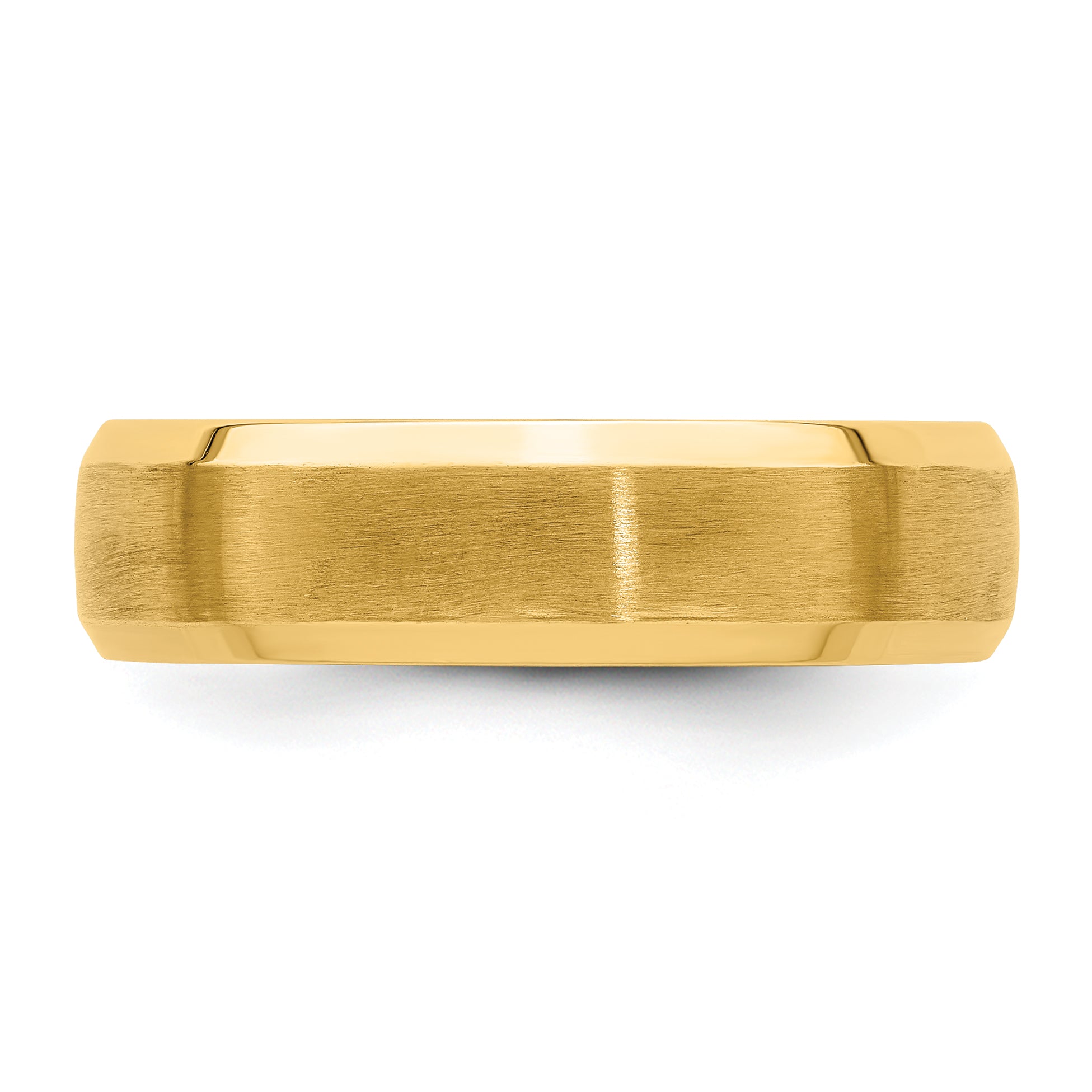 14k Yellow Gold 6mm Heavyweight Comfort Fit Brushed Satin with Polished Beveled Edge Wedding Band