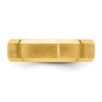 14k Yellow Gold 6mm Lightweight Comfort Fit Brushed Satin with Polished Beveled Edge Wedding Band
