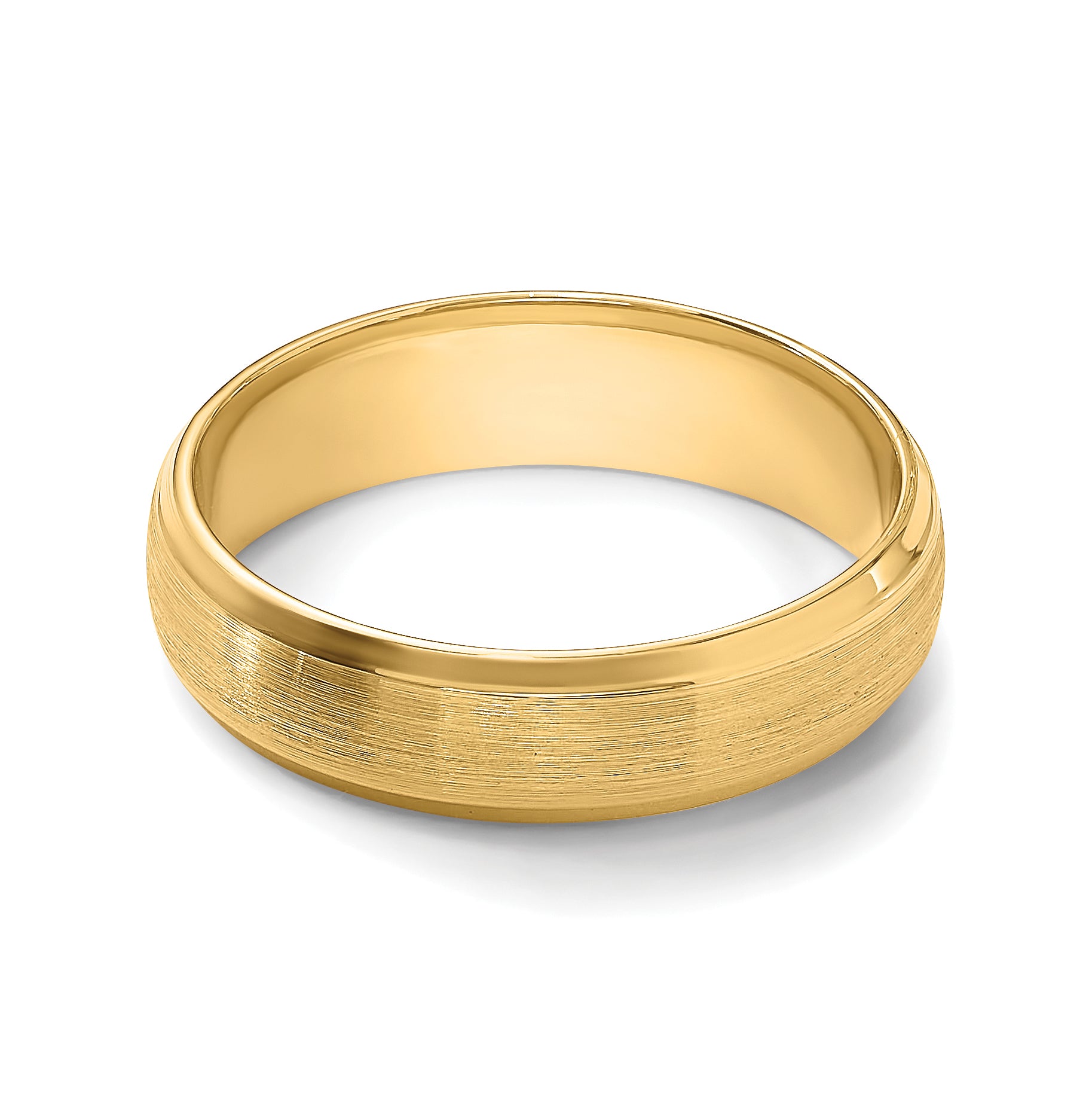 14k Yellow Gold 6mm Heavyweight Comfort Fit Brushed Satin with Polished Beveled Edge Wedding Band