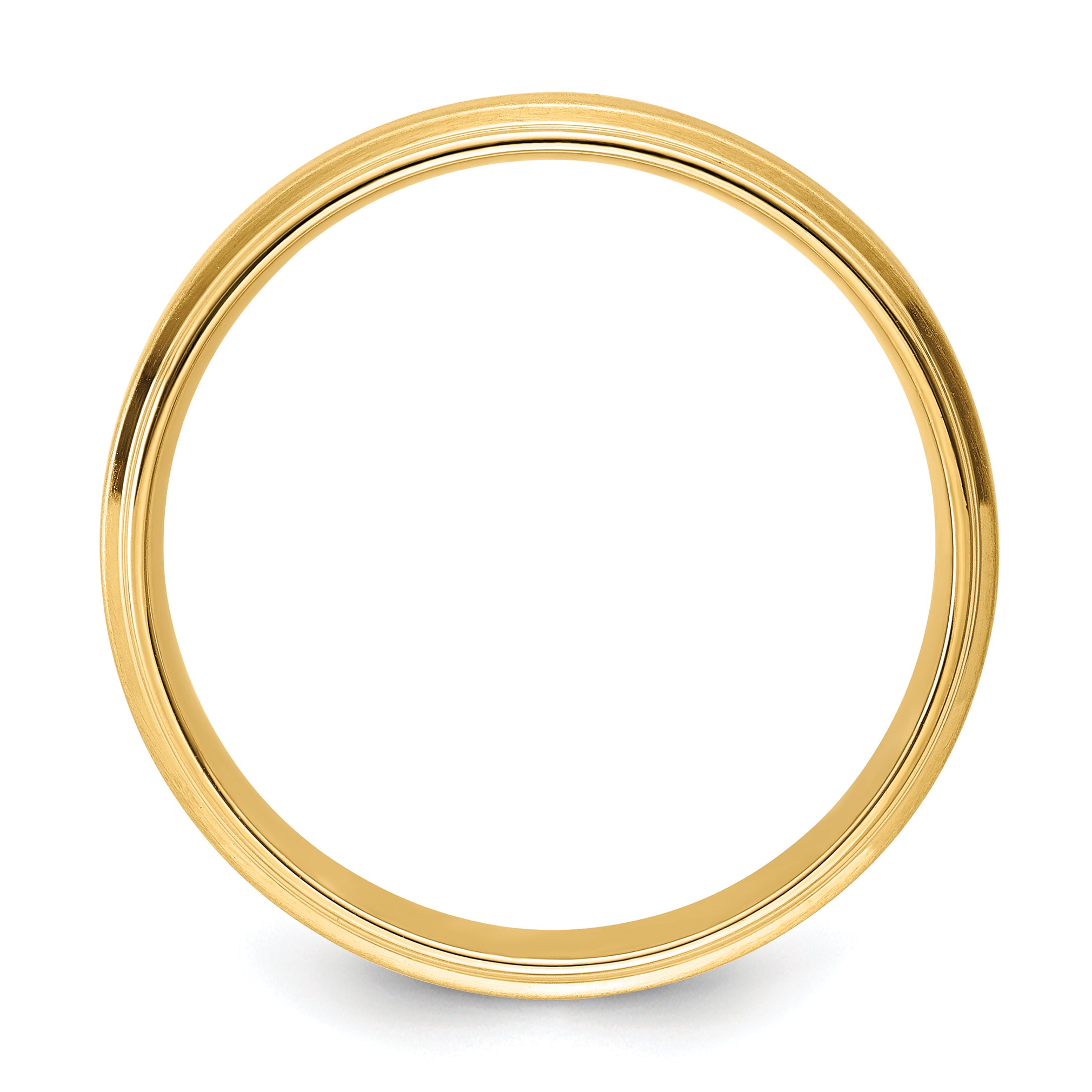14k Yellow Gold 6mm Lightweight Comfort Fit Brushed Satin/Polished Stepped Edge Wedding Band Secondary image