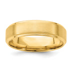 14k Yellow Gold 6mm Lightweight Comfort Fit Brushed Satin/Polished Stepped Edge Wedding Band