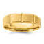 14k Yellow Gold 6mm Lightweight Comfort Fit Brushed/Polished Beveled Edge with Vertical Lines Wedding Band