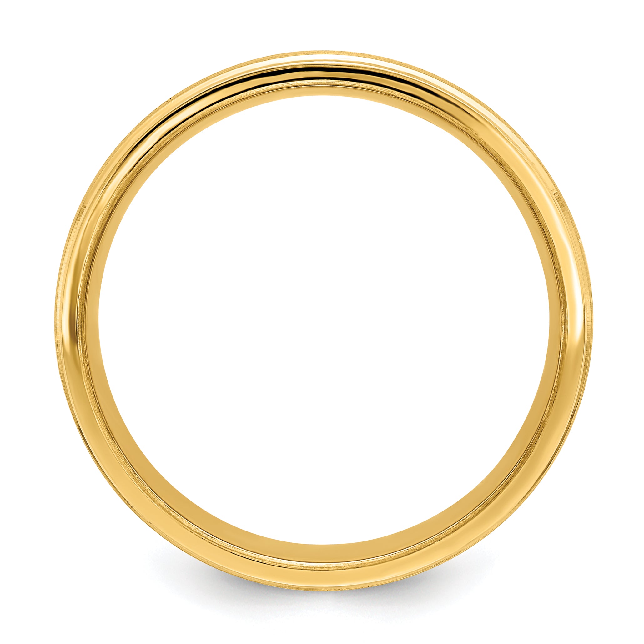 14k Yellow Gold 6mm Lightweight Comfort Fit Brushed Satin with Center Line Fancy Wedding Band