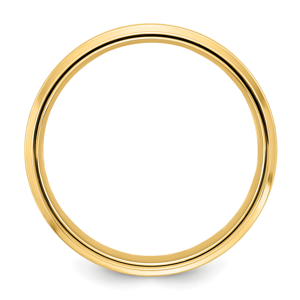 14k Yellow Gold 6mm Heavyweight Comfort Fit Brushed Satin Fancy Wedding Band Size 13.5