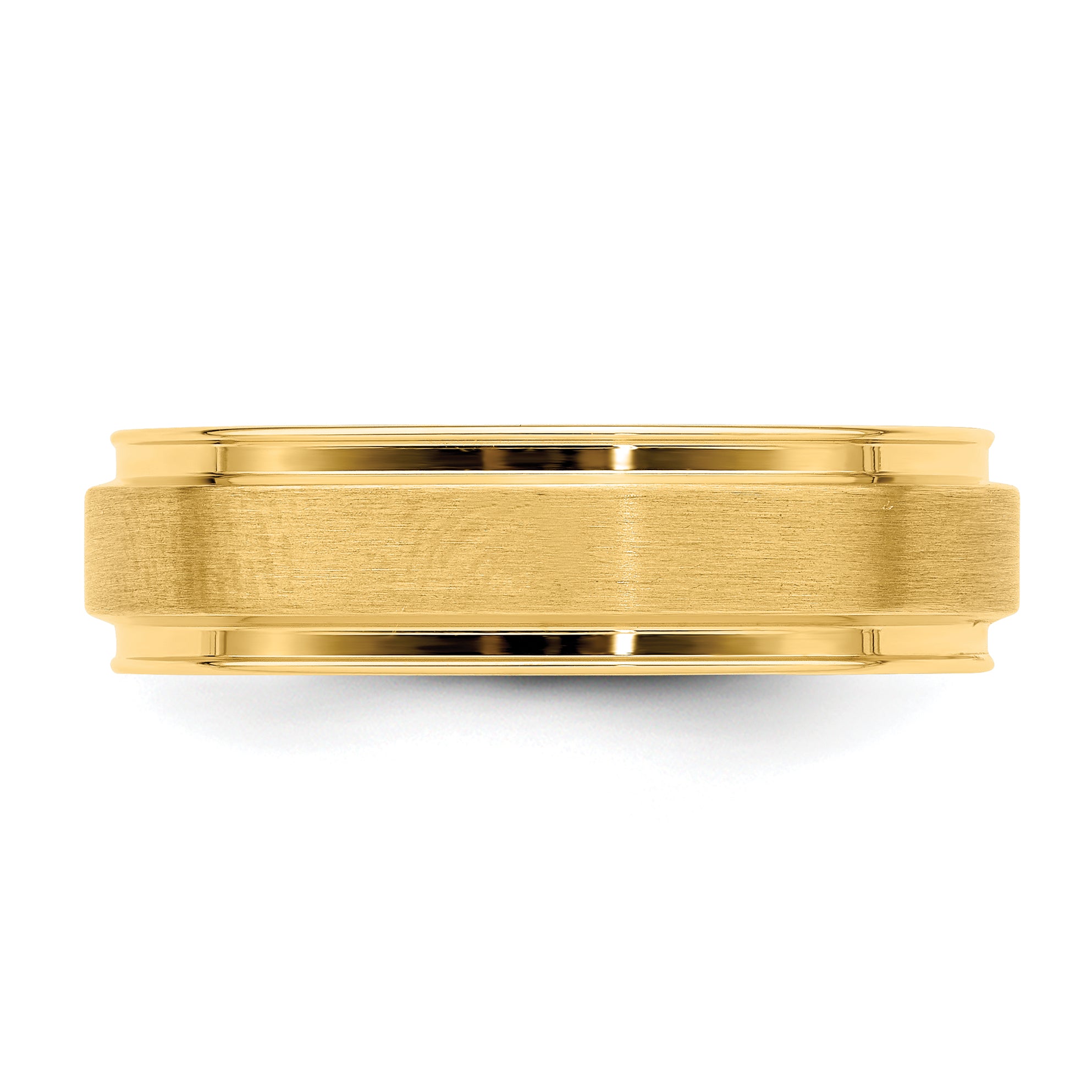 14k Yellow Gold 6mm Heavyweight Comfort Fit Brushed Satin Fancy Wedding Band Size 13.5