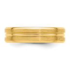 14k Yellow Gold 6mm Standard Weight Comfort Fit Brushed Satin with Center Groove Wedding Band