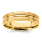 14k Yellow Gold 6mm Lightweight Comfort Fit Brushed Satin with Center Groove Wedding Band
