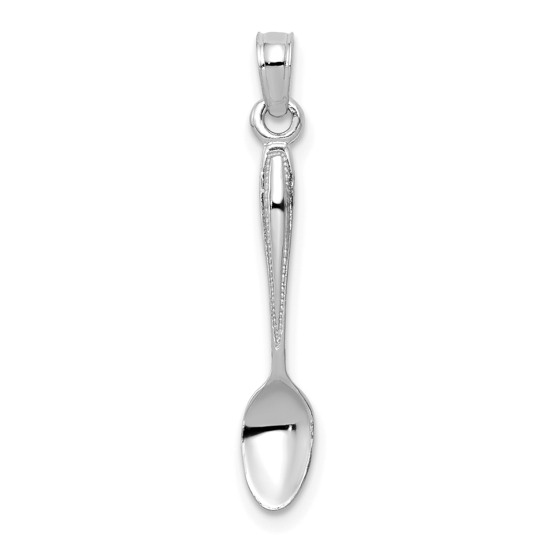 14K White Gold 3-D Table Spoon Pendant Main image