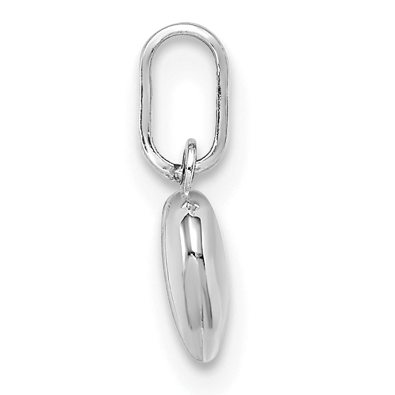 14K White Gold Polished 3-D Heart Charm
