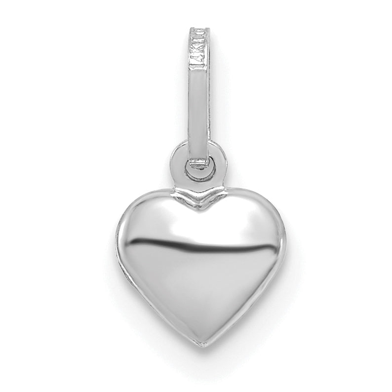 14K White Gold Polished 3-D Heart Charm