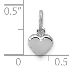 14K White Gold Polished 3-D Heart Charm
