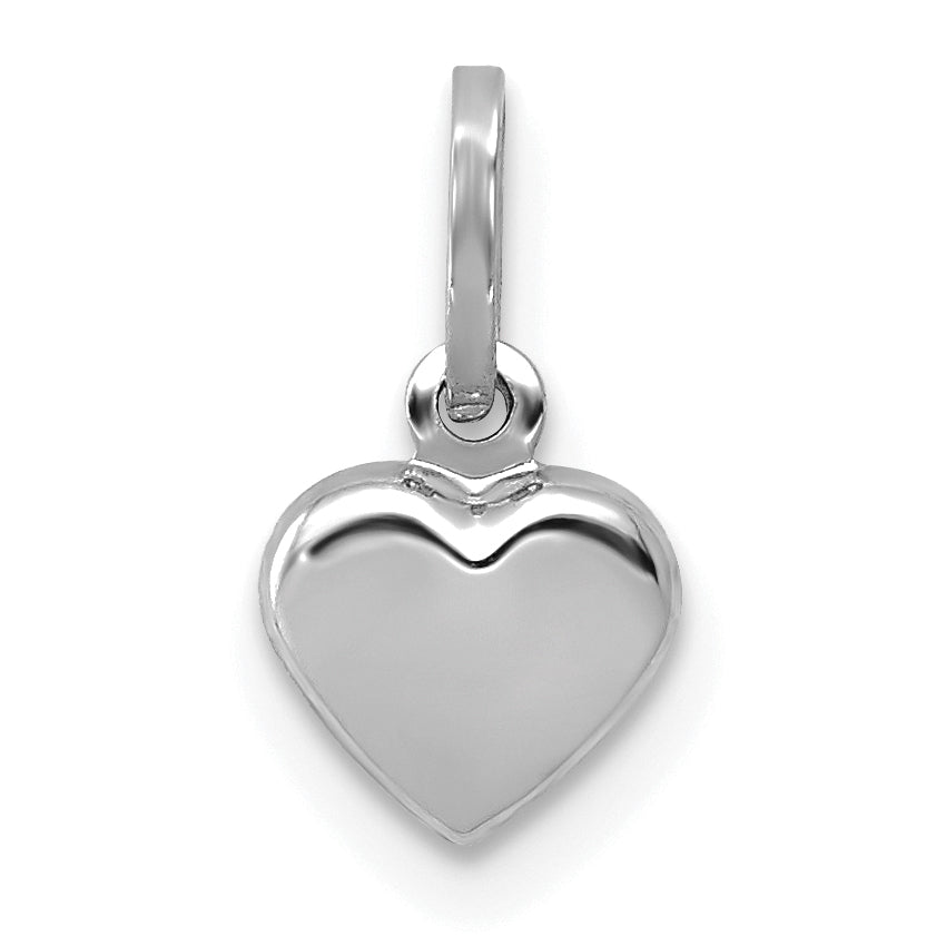 14K White Gold Polished 3-D Heart Charm