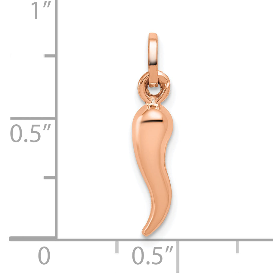 14k Rose Gold Hollow Italian Horn Charm