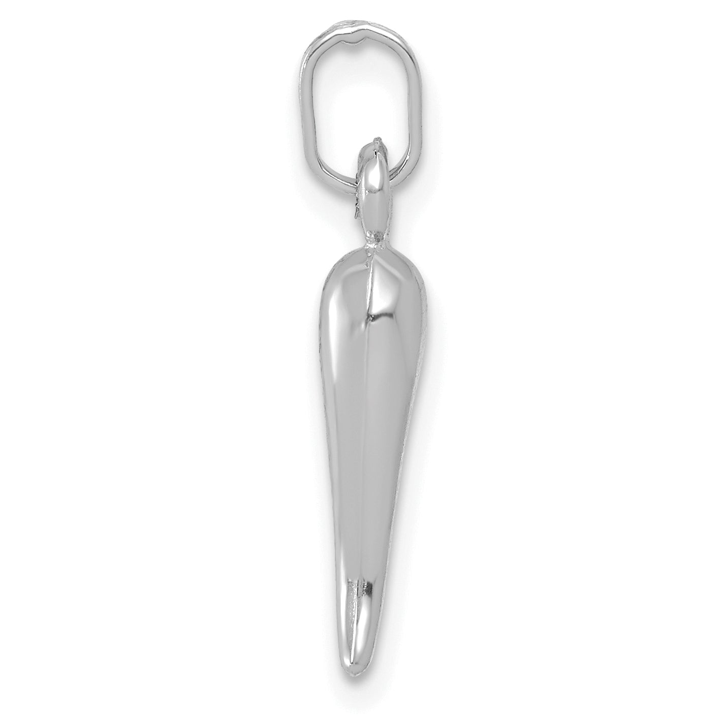 14k White Gold Hollow Italian Horn Charm Secondary image
