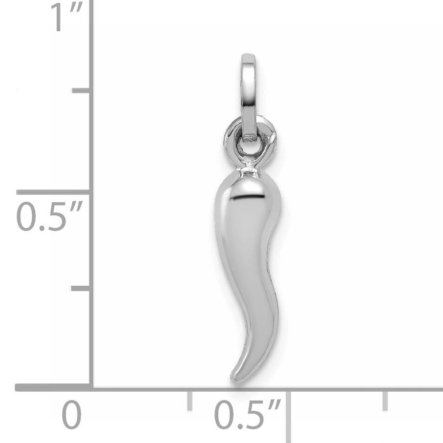 14k White Gold Hollow Italian Horn Charm