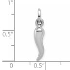 14k White Gold Hollow Italian Horn Charm