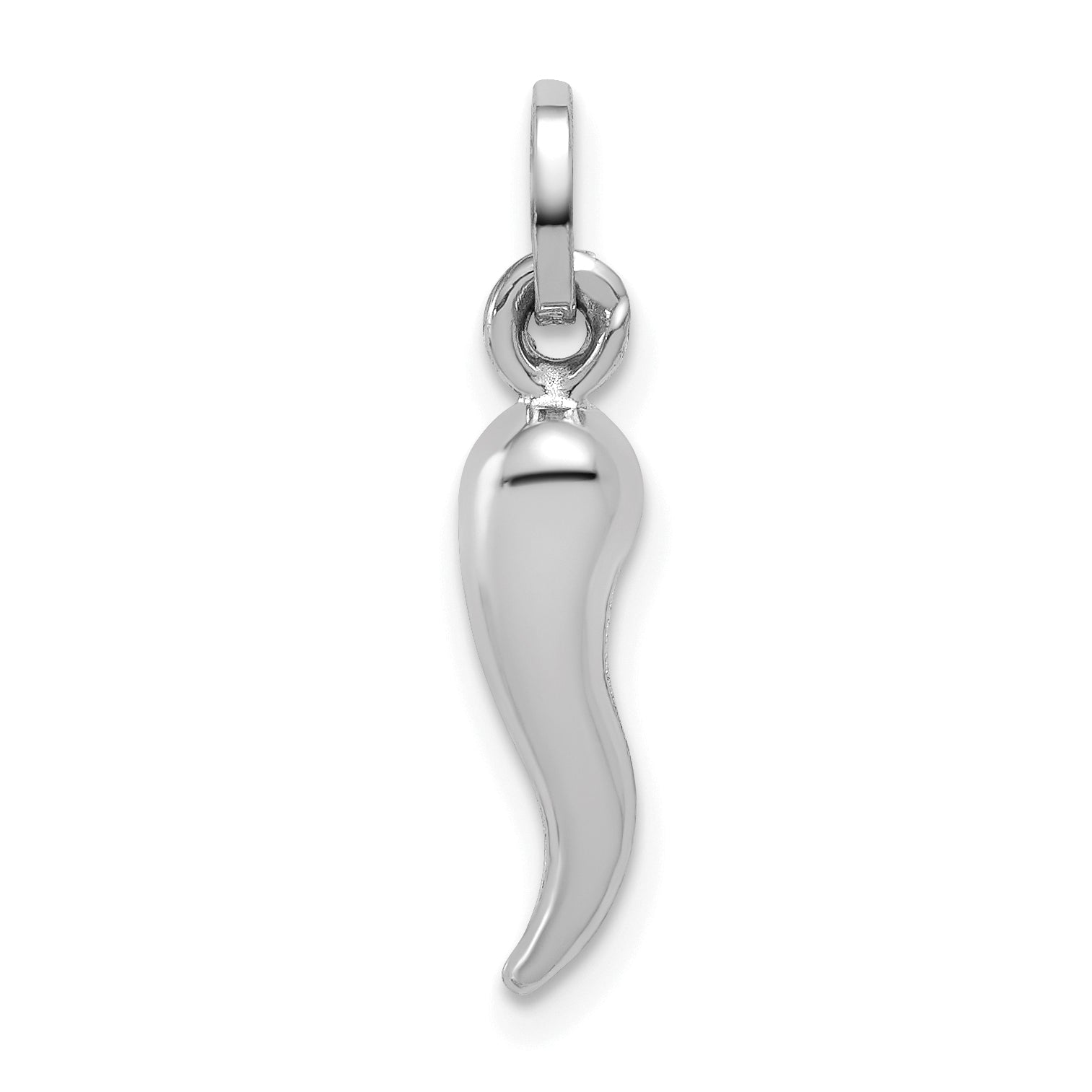 14k White Gold Hollow Italian Horn Charm Main image