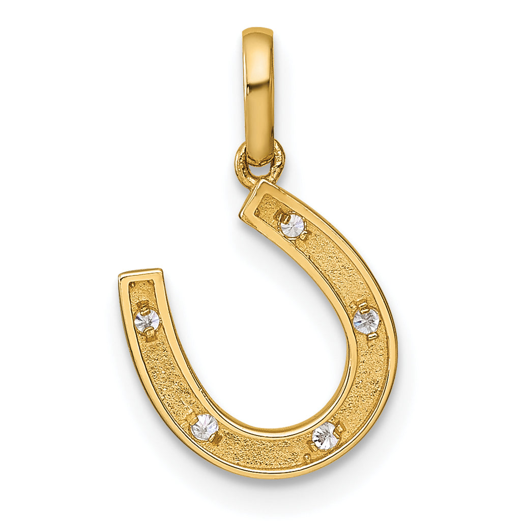 14k CZ Horseshoe Pendant