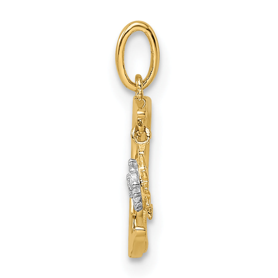 14k CZ Diamond-cut Moon and Star Pendant Secondary image