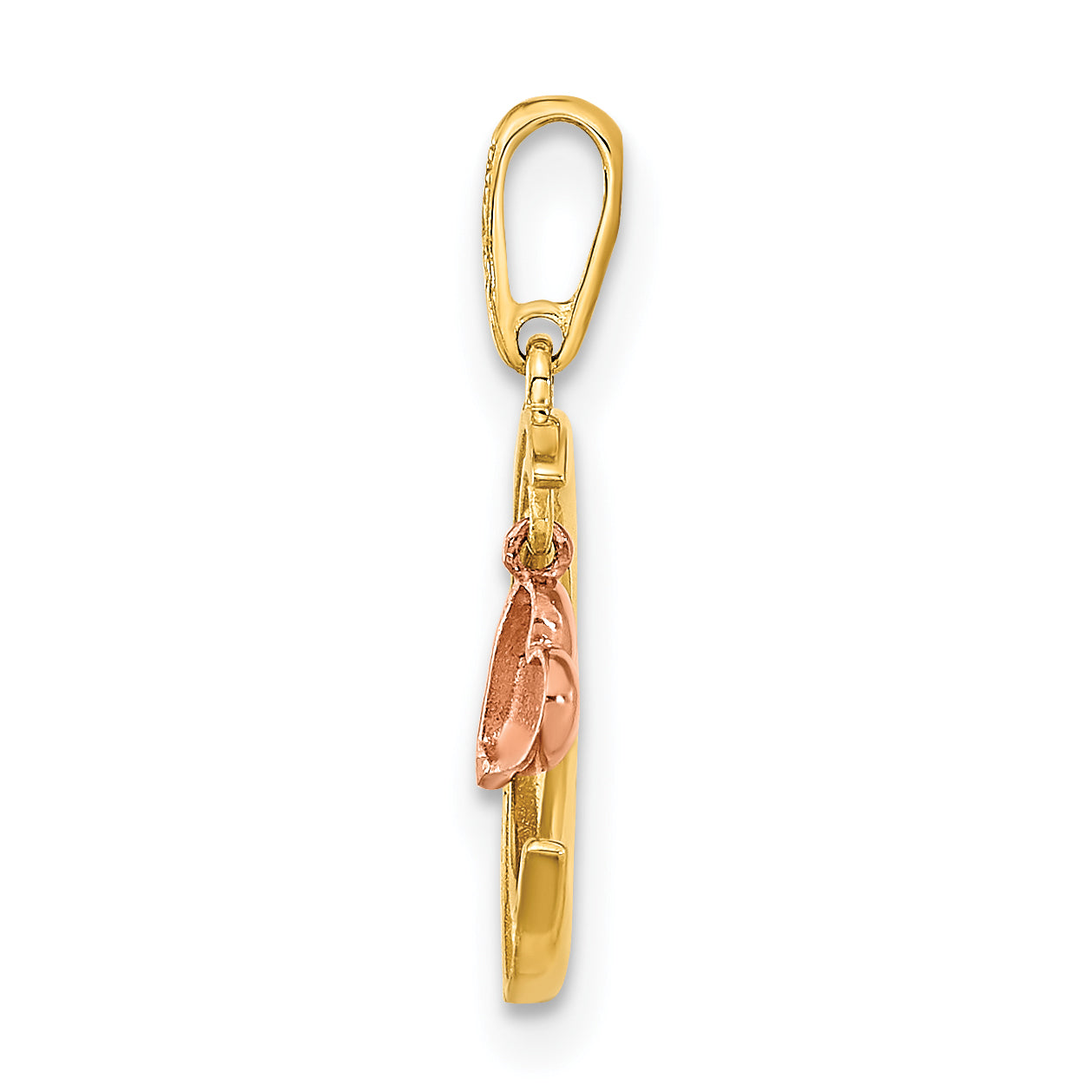 14K Two-tone CZ Moon Heart Pendant Secondary image