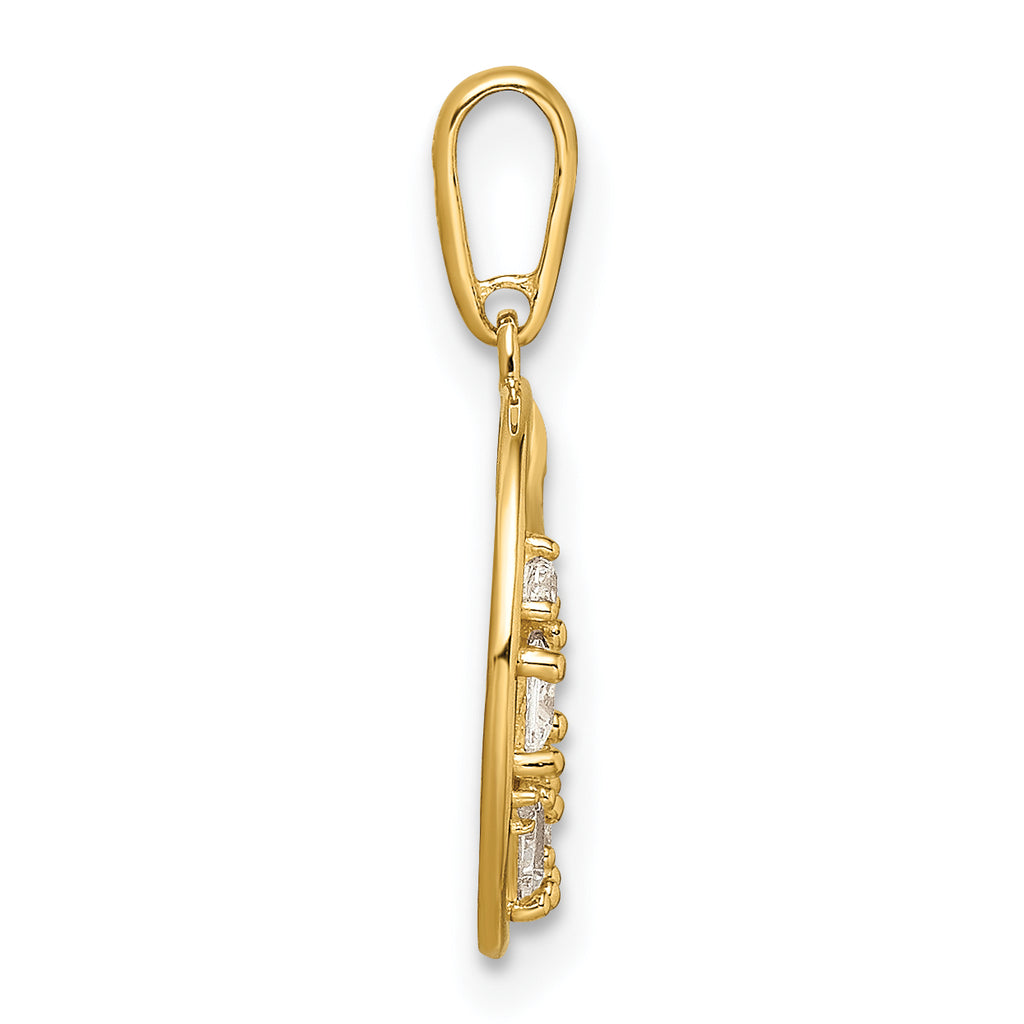 14k CZ Star & Moon Pendant