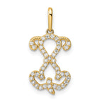14K Polished CZ Puppy Sitting Outline Pendant