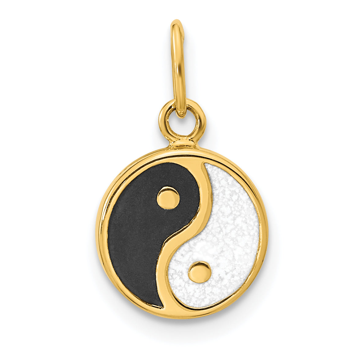 14K Polished Black/White Enamel Yin and Yang Pendant Main image
