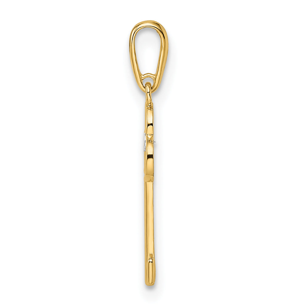 14k CZ Key Pendant
