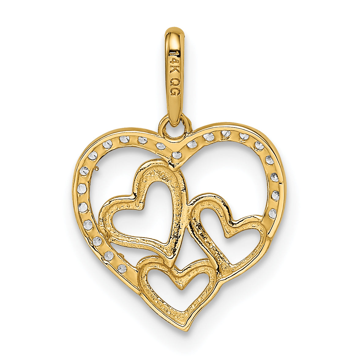 14k CZ Hearts Pendant