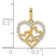 14k CZ Hearts Pendant