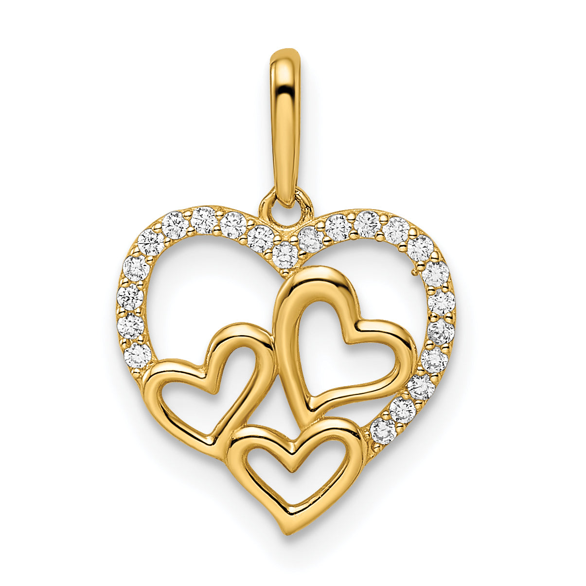 14k CZ Hearts Pendant Main image
