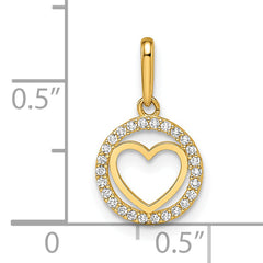 14k CZ Heart Pendant