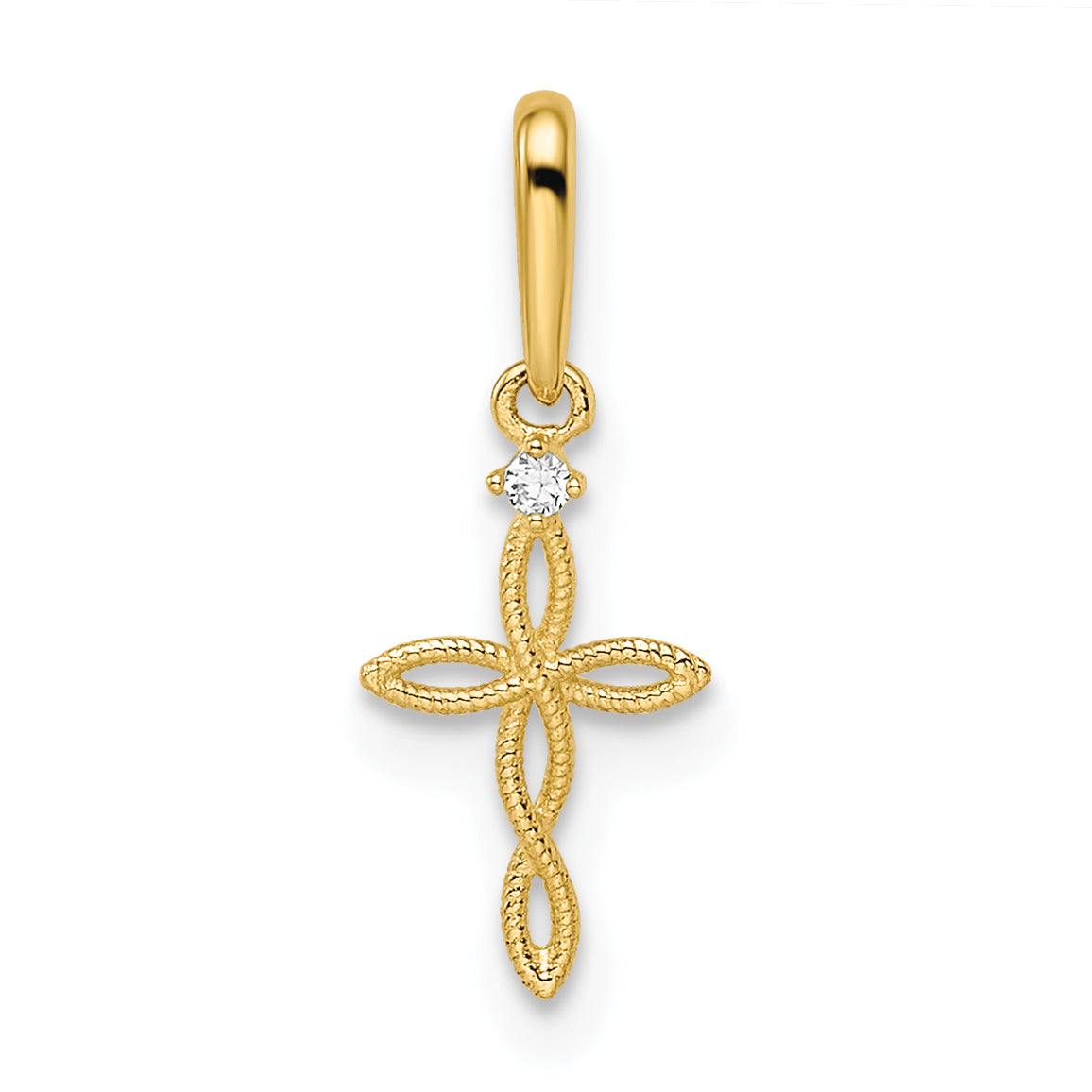 14k CZ Textured Cross Pendant Main image