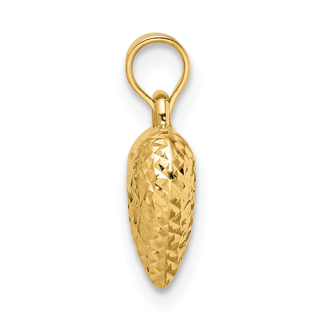 14k Polished Diamond-cut Medium Puffed Heart Pendant Secondary image