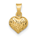 14k Polished Diamond-cut Small Puffed Heart Pendant