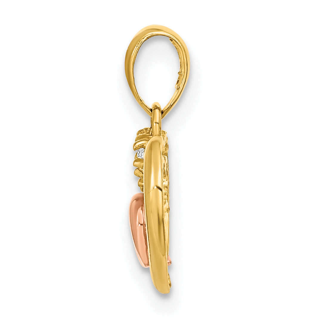 14K Two-tone Open Heart CZ Pendant Secondary image