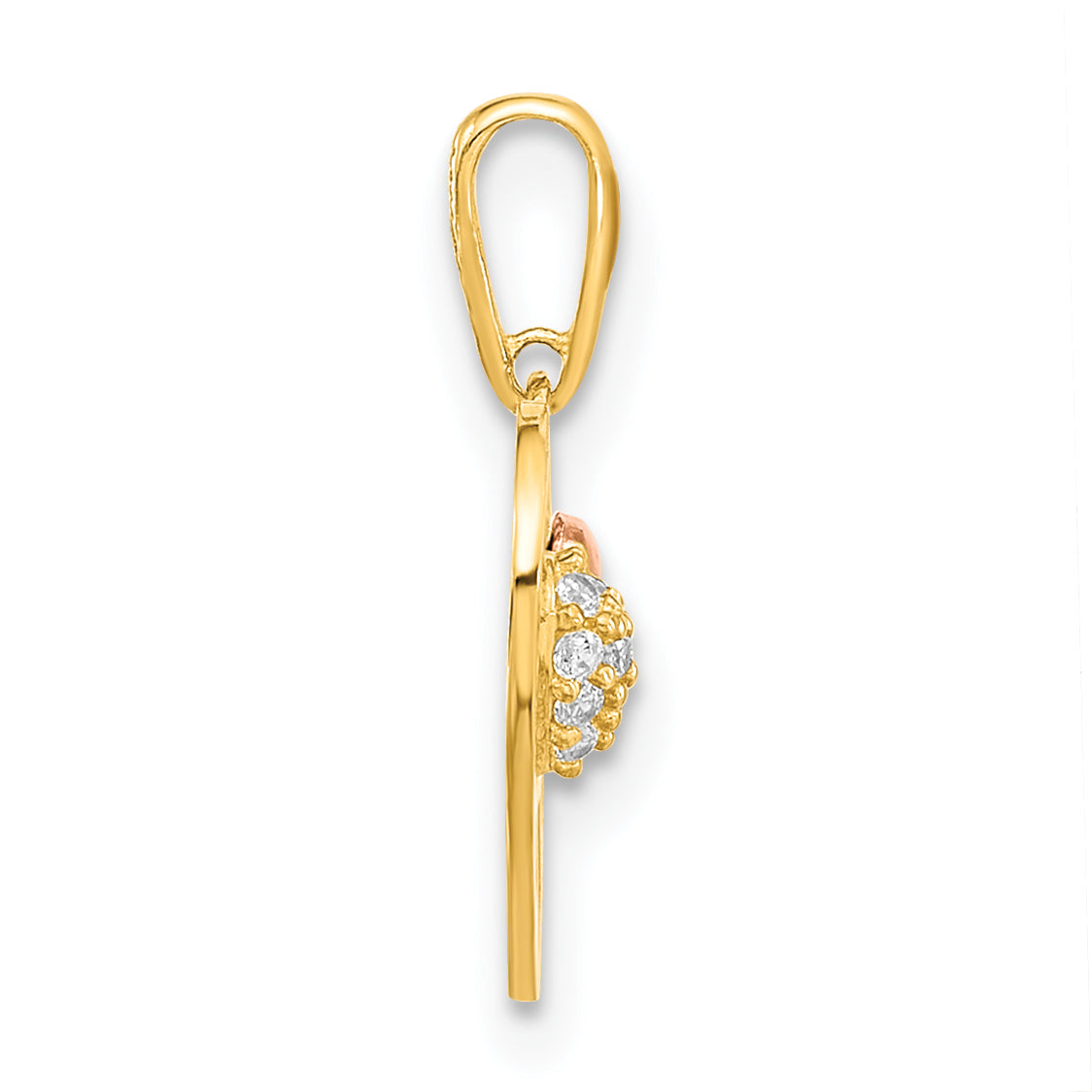14K Two-tone Heart with CZ Pendant Secondary image
