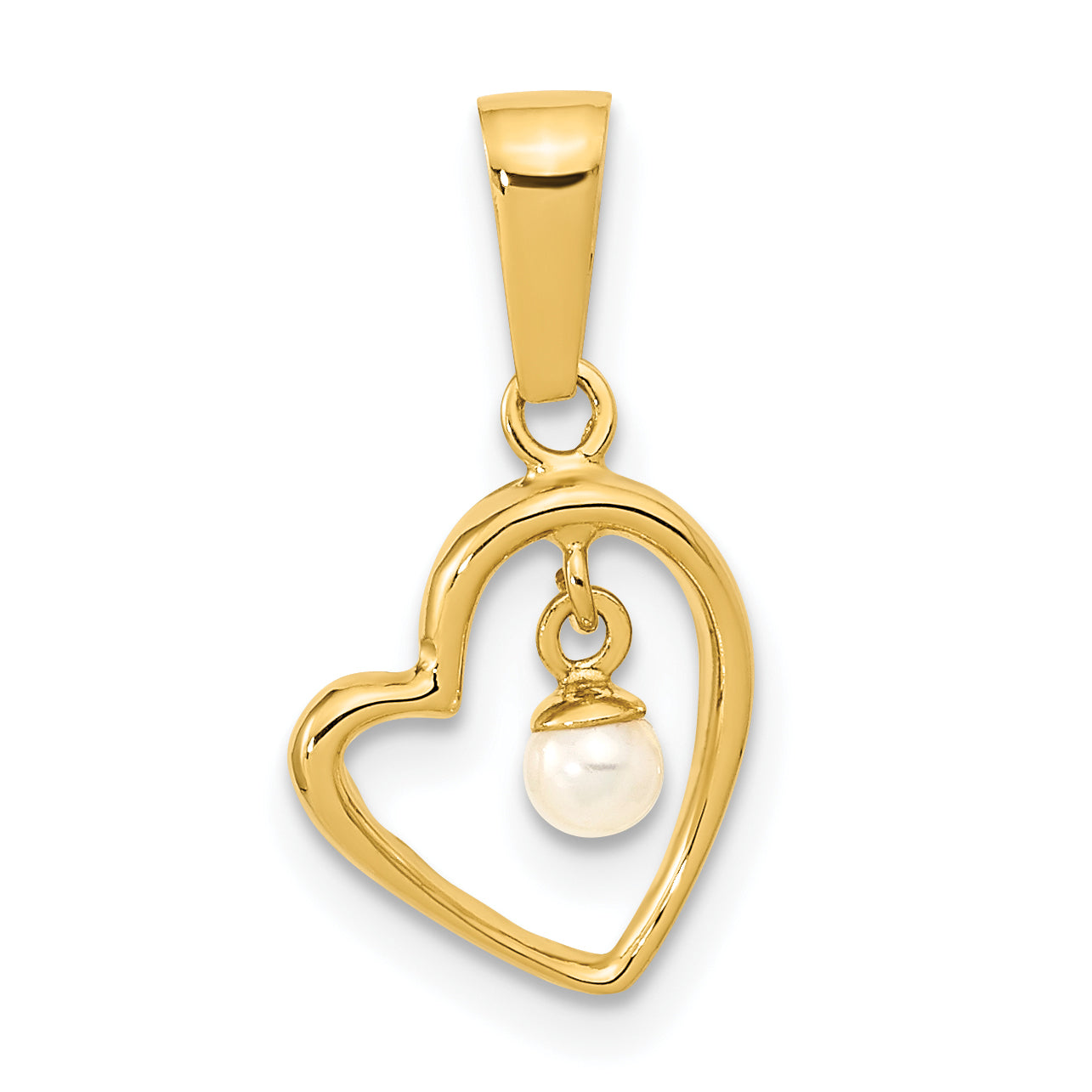 14K Polished 2.5-3mm Freshwater Cultured Pearl Open Heart Pendant Main image