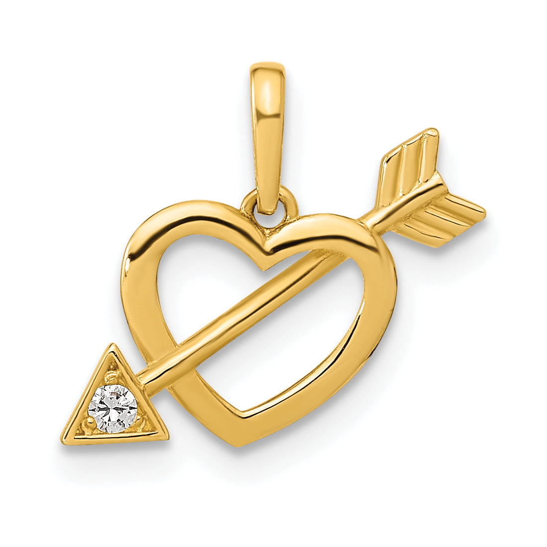 14K Polished Cut out Heart with Arrow CZ Pendant Main image