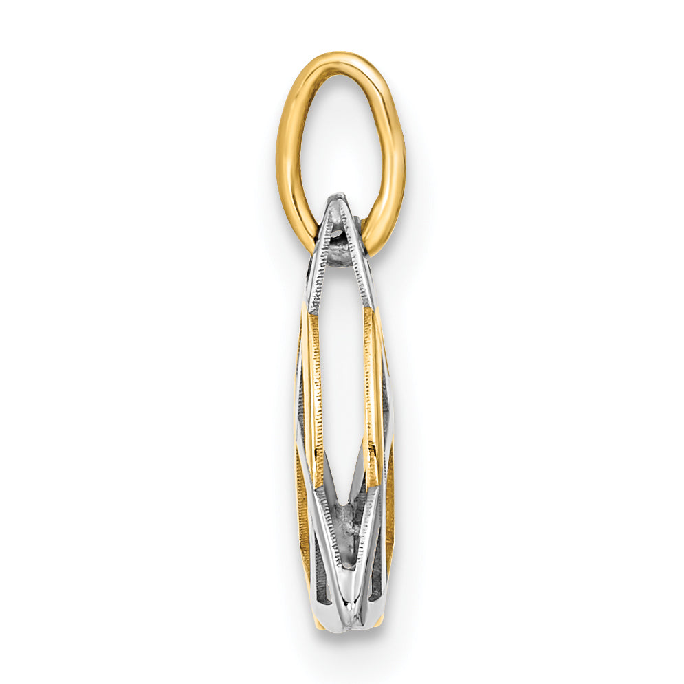 14K Gold with White Rhodium Polished Celtic Pendant